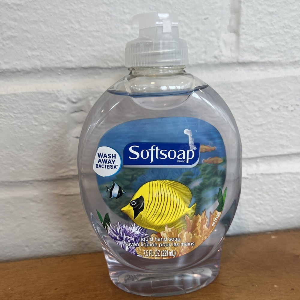 Vintage Softsoap Aquarium‎ Series Yellow Butterfly Fish Panel Inside 7.5 oz Hand